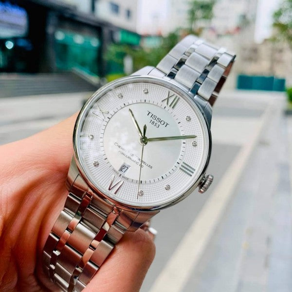 Tissot Chemin Des Tourelles Powermatic 80 Diamonds Silver Dial Silver Steel Strap Watch for Men - T099.407.11.033.00