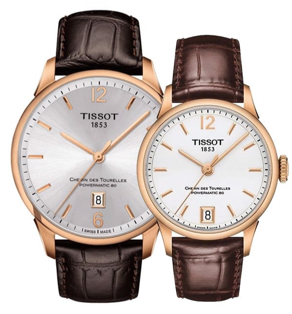 Tissot Chemin Des Tourelles Powermatic 80 Lady Silver Dial Brown Leather Strap Watch For Women - T099.207.36.037.00