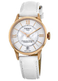 Tissot Chemin Des Tourelles Powermatic 80 Lady Silver Dial White Leather Strap Watch For Women - T099.207.36.118.00