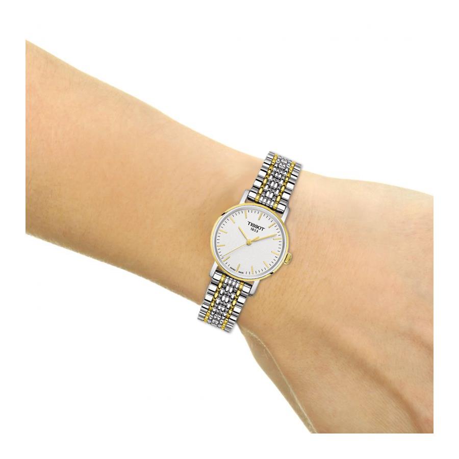 Tissot T Classic Everytime Small White Dial Two Tone Mesh Bracelet Watch For Women - T109.210.22.031.00