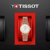 Tissot T Classic Everytime Small White Dial Rose Gold Mesh Bracelet Watch For Women - T109.210.33.031.00