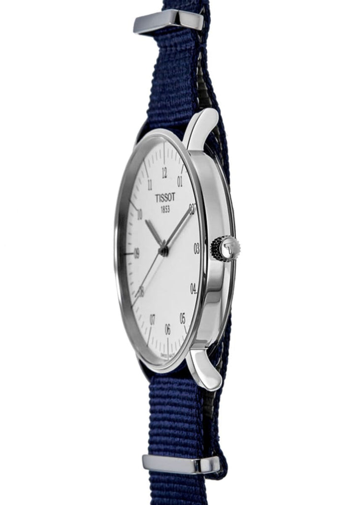Tissot T Classic Everytime Large White Dial Blue NATO Strap Watch For Men - T109.610.17.037.00