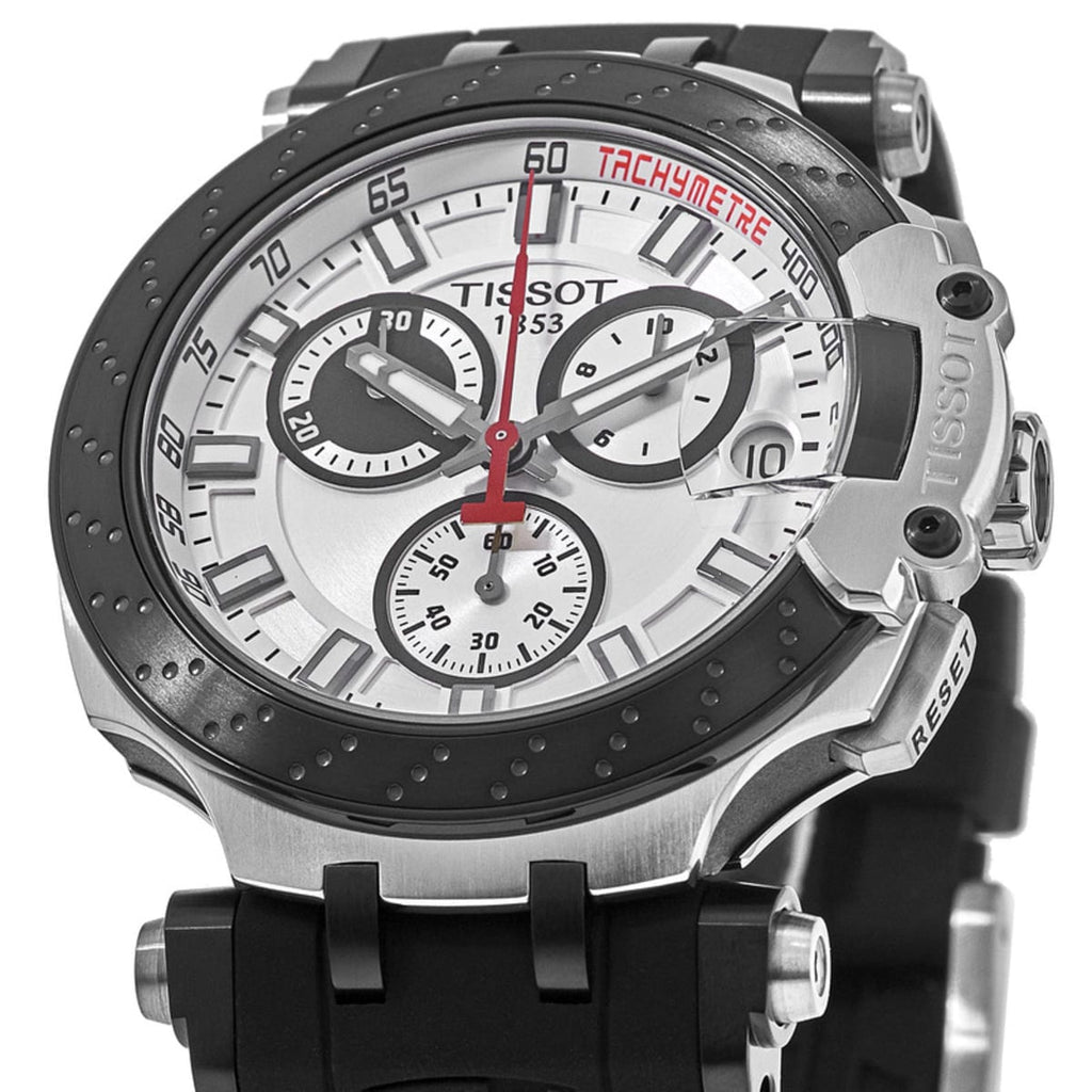 Tissot T Race Chronograph White Dial Black Silicone Strap Watch For Men - T115.417.27.011.00