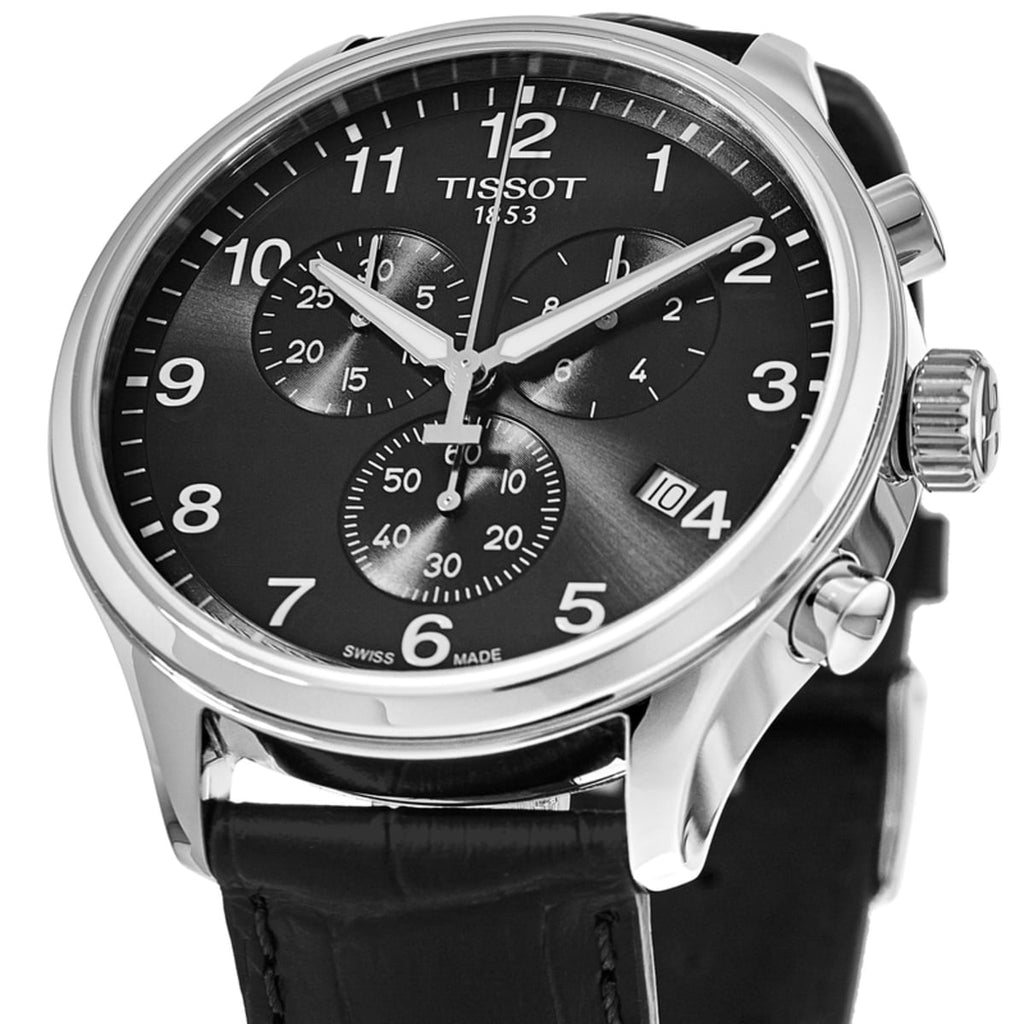 Tissot Chrono XL Classic Black Dial Black Leather Strap Watch For Men - T116.617.16.057.00