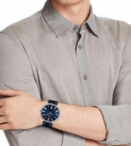 Tissot Carson Premium Blue Dial Blue Leather Strap Watch For Men - T122.410.16.043.00