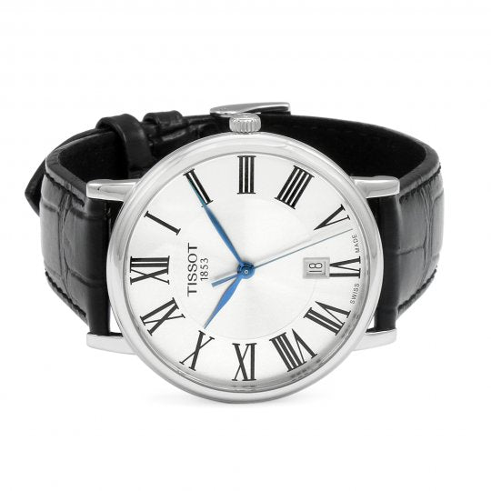 Tissot Carson Premium Silver Dial Black Leather Strap Watch For Men - T122.410.16.033.00
