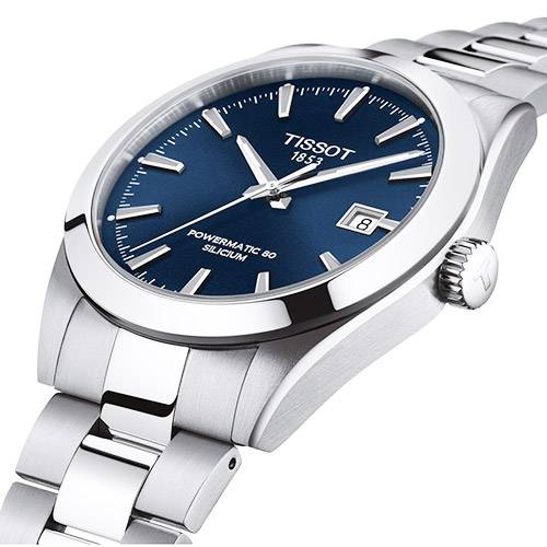 Tissot Gentlemen Powermatic 80 Silicium Blue Dial Silver Steel Strap Watch For Men - T127.407.11.041.00