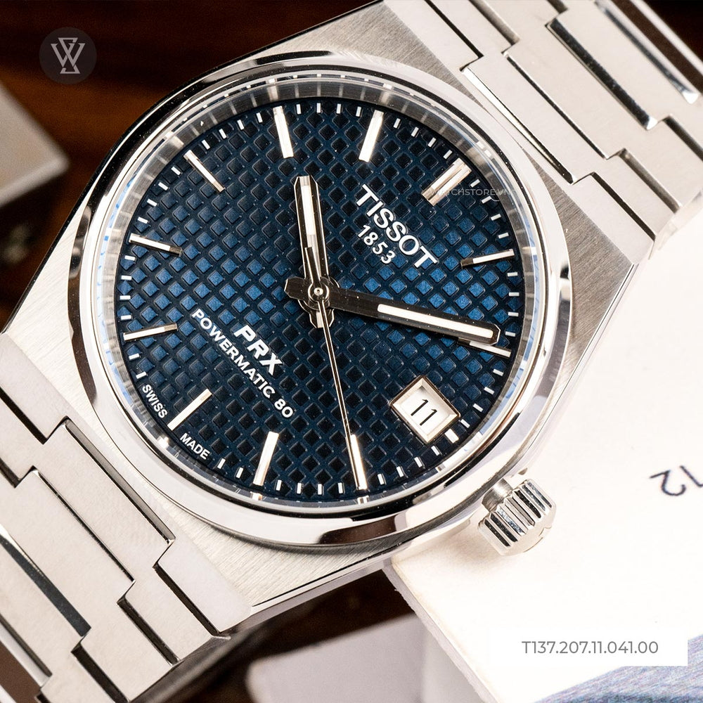 Tissot PRX Powermatic 80 Blue Dial Silver Steel Strap Watch for Men - T137.207.11.041.00