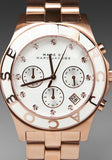 Marc Jacobs Blade Chronograph White Dial Rose Gold Steel Strap Watch for Women - MBM3082
