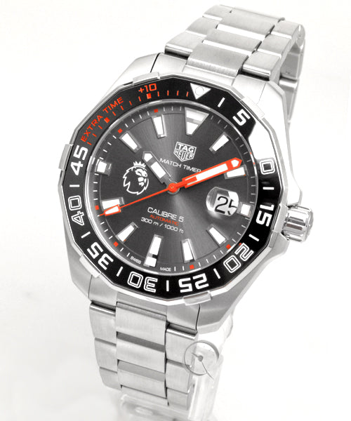 Tag Heuer Aquaracer Calibre 5 Premiere League Edition Black Dial Silver Stainless Steel Watch for Men - WAY201D.BA0927