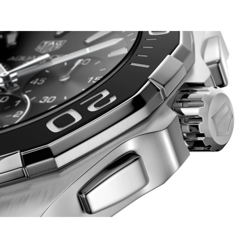 Tag Heuer Aquaracer Calibre 16 Day-Date Black Dial Silver Steel Strap Watch for Men - CAY211A.BA0927