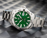 Tag Heuer Aquaracer Calibre 5 Automatic Green Dial Silver Steel Strap Watch for Men - WAY2015.BA0927