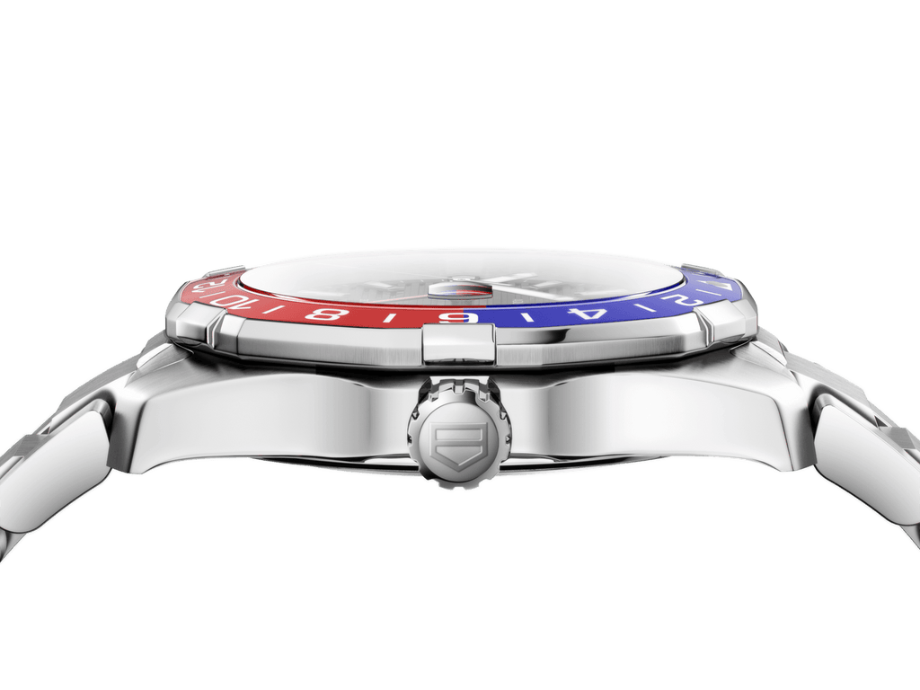 Tag Heuer Aquaracer GMT Caliber 7 Pepsi Black Dial Silver Steel Strap Watch for Men - WAY201F.BA0927