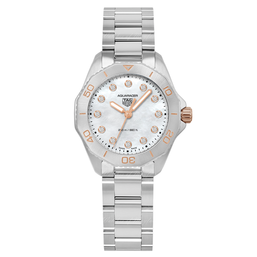 Tag Heuer Aquaracer Professional 200 Quartz Diamonds White Dial Silver Steel Strap Watch for Women - WBP1450.BA0622