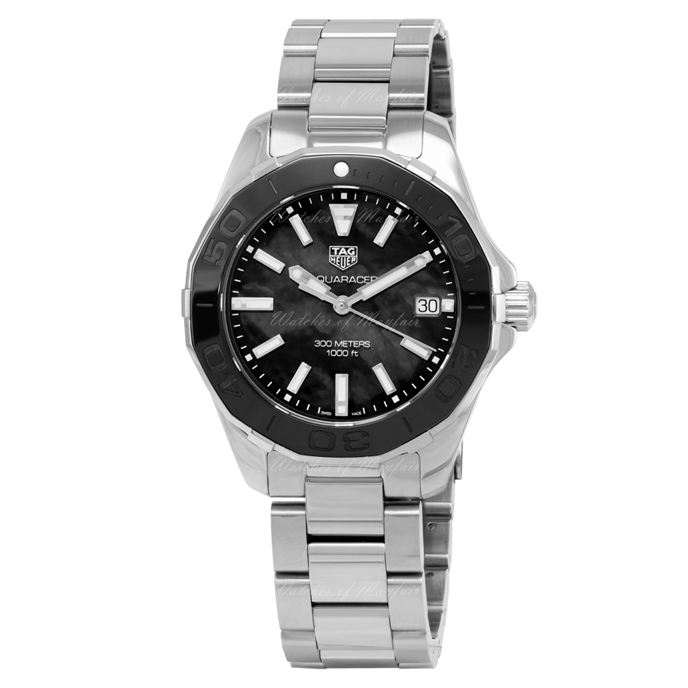 Tag Heuer Aquaracer Quartz Black Dial Silver Steel Strap Watch for Women - WAY131K.BA0748