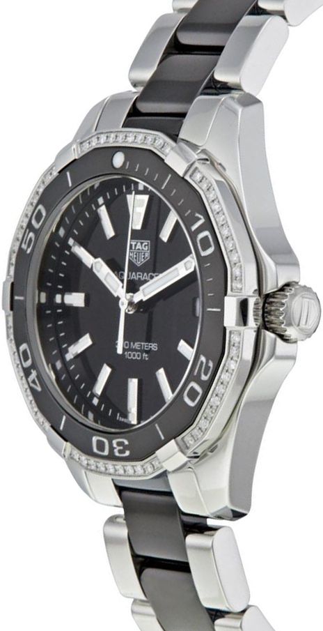 Tag Heuer Aquaracer Quartz Diamonds Black Dial Two Tone Steel Strap Watch for Women - WAY131G.BA0913