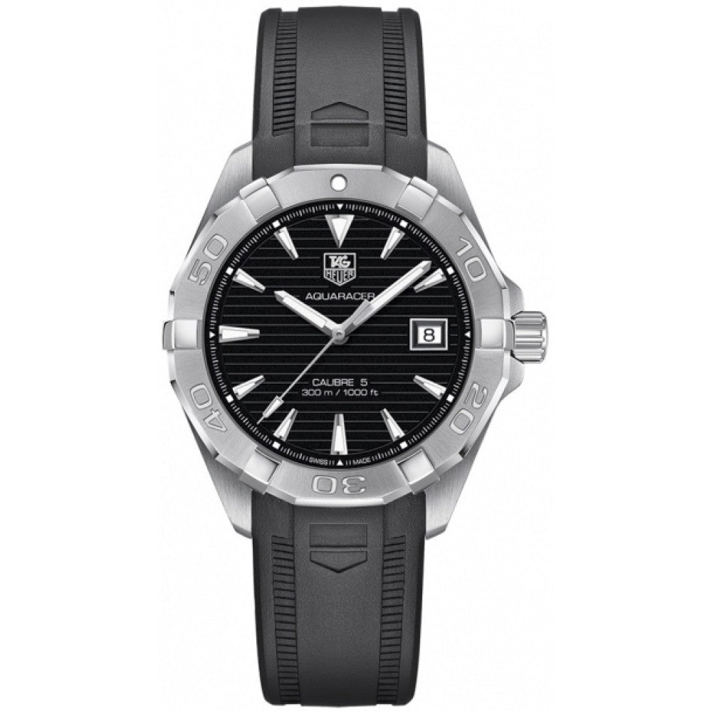 Tag Heuer Aquaracer Caliber 5 Automatic Black Dial Black Rubber Strap Watch for Men - WAY2113.FT8021