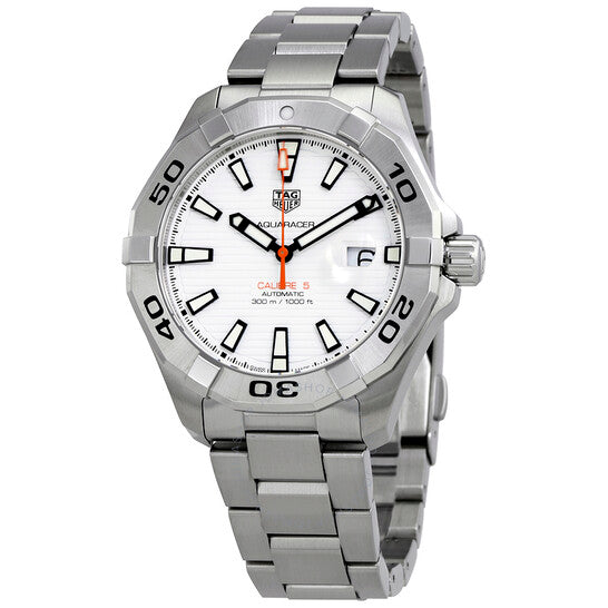 Tag Heuer Aquaracer Calibre 5 Automatic White Dial Silver Steel Strap Watch for Men - WAY2013.BA0927