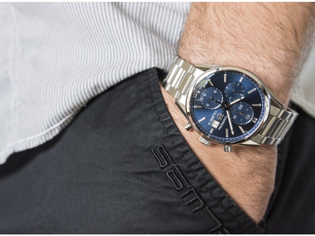 Tag Heuer Carrera Chronograph 41mm Blue Dial Silver Steel Strap Watch for Men - CBK2112.BA0715