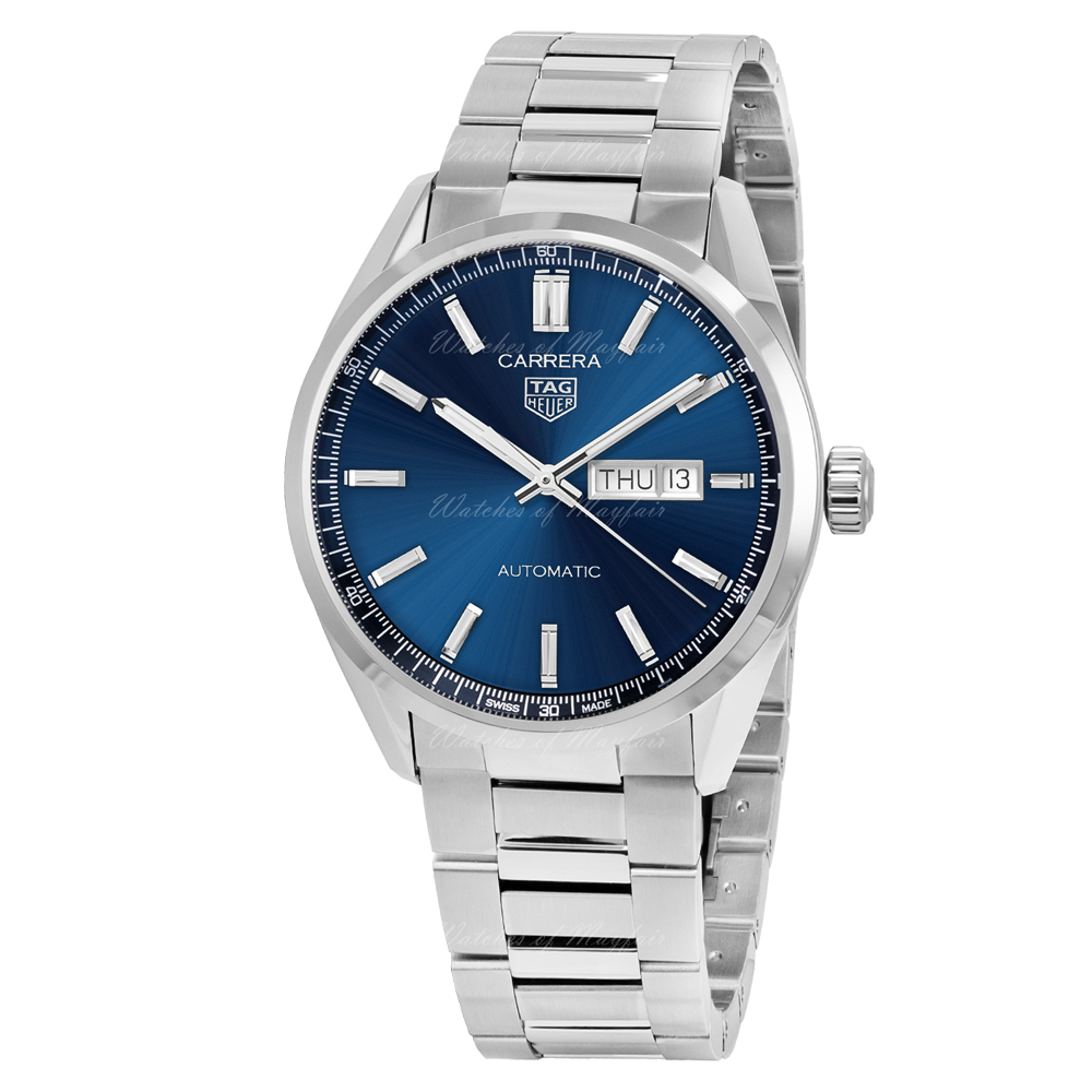 Tag Heuer Carrera Day Date Blue Dial Silver Steel Strap Watch for Women - WBN2012.BA0640