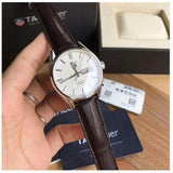 Tag Heuer Carrera Calibre 5 Automatic White Dial Brown Leather Strap Watch for Men - WAR201B.FC6291