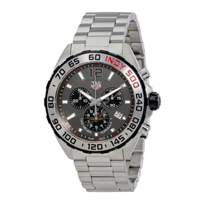 Tag Heuer Formula 1 Chronograph Indy 500 Special Edition Grey Dial Silver Steel Strap Watch for Men - CAZ1016.EB0058