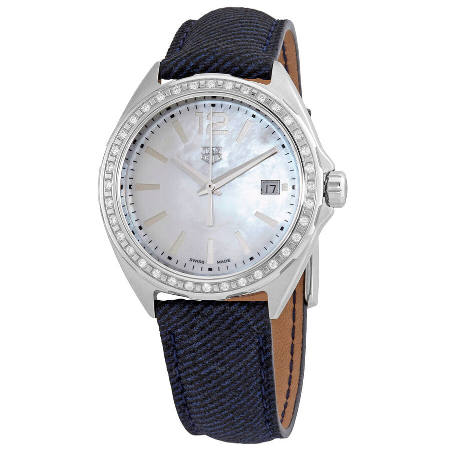 Tag Heuer Formula 1 Quartz Diamonds Mother of Pearl Dial Blue Leather Strap Watch for Women - WBJ131A.FC8251