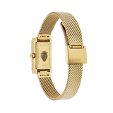 Gucci G Frame Quartz Diamonds White Red Blue Dial Gold Mesh Bracelet Watch For Women - YA147511