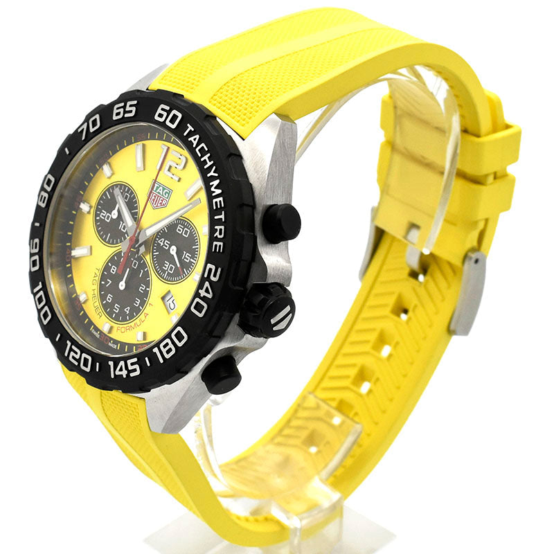 Tag Heuer Formula 1 Chronograph Yellow Dial Yellow Rubber Strap Watch for Men - CAZ101AM.FT8054