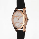 Tissot T Wave Diamond Mother of Pearl Dial Black Leather Strap Watch For Women - T112.210.36.111.00