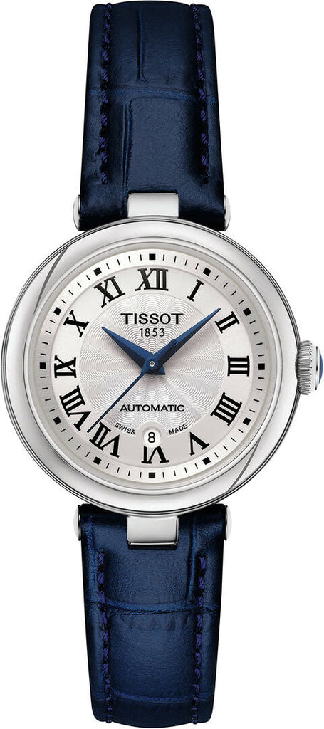 Tissot Bellissima Automatic Silver Dial Blue Leather Strap Watch For Women - T126.207.16.013.00