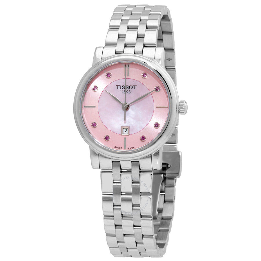 Tissot T Classic Carson Premium Pink Dial Silver Steel Strap Watch for Women - T122.210.11.159.00
