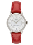 Tissot Chemin Des Tourelles Powermatic 80 Mother of Pearl White Dial Red Leather Strap Watch For Women - T099.207.16.118.00