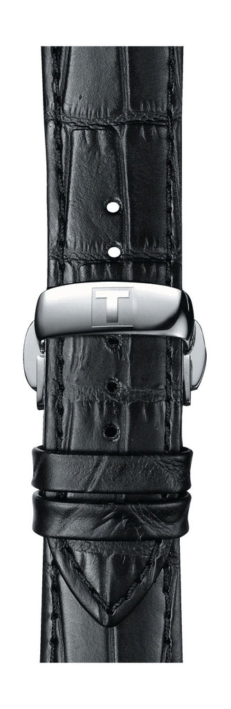 Tissot T Classic Chemin Des Tourelles Chronograph Black Dial Black Leather Strap Watch For Men - T099.427.16.058.00