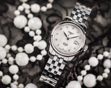 Tissot Le Locle Automatic Diamonds Mother of Pearl Dial Silver Steel Strap Watch For Women - T006.207.11.116.00