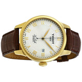 Tissot T Classic Le Locle Automatic Gold Dial Maroon Leather Strap Watch For Men - T41.5.413.73