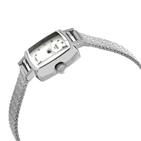 Tissot Lovely Square Silver Dial Silver Mesh Bracelet Watch For Women - T058.109.11.036.00