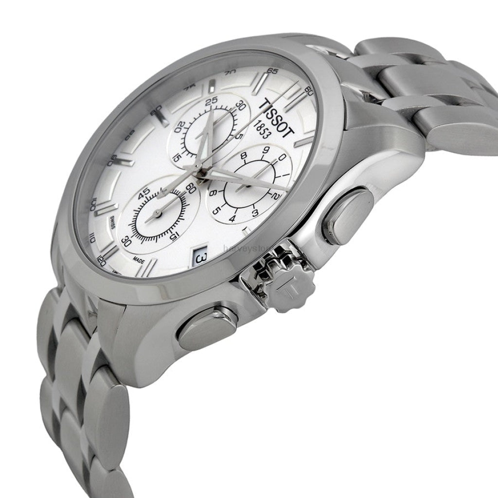 Tissot T Classic Couturier Chronograph White Dial Silver Steel Strap Watch For Men - T101.617.11.031.00