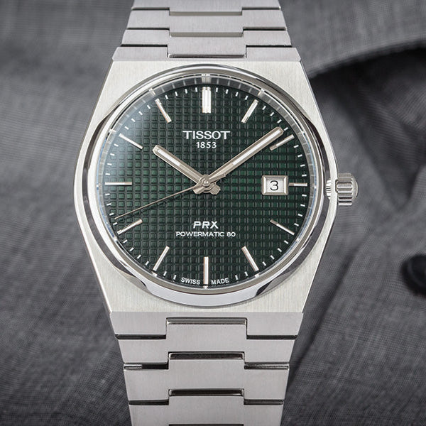 Tissot PRX Powermatic 80 Green Dial Silver Steel Strap Watch For Men - T137.407.11.091.00