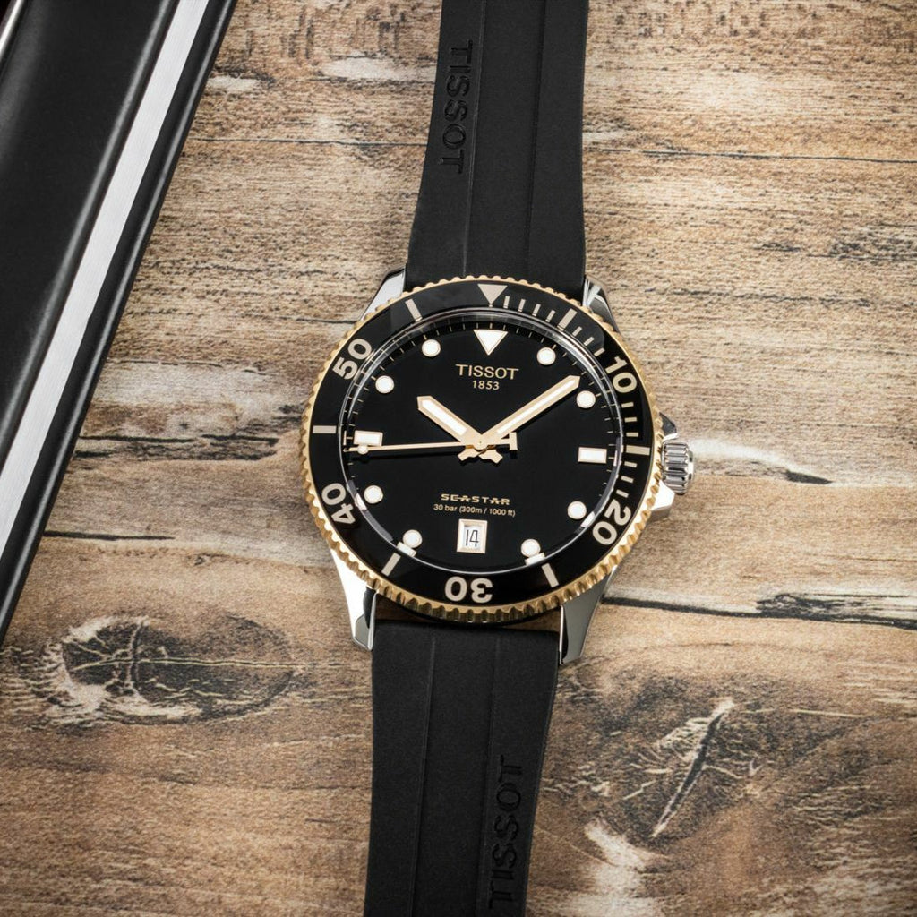 Tissot Seastar 1000 Black Dial Black Rubber Strap Watch For Men - T120.410.27.051.00