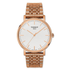Tissot Everytime Medium White Dial Rose Gold Mesh Bracelet Watch For Men - T109.410.33.031.00