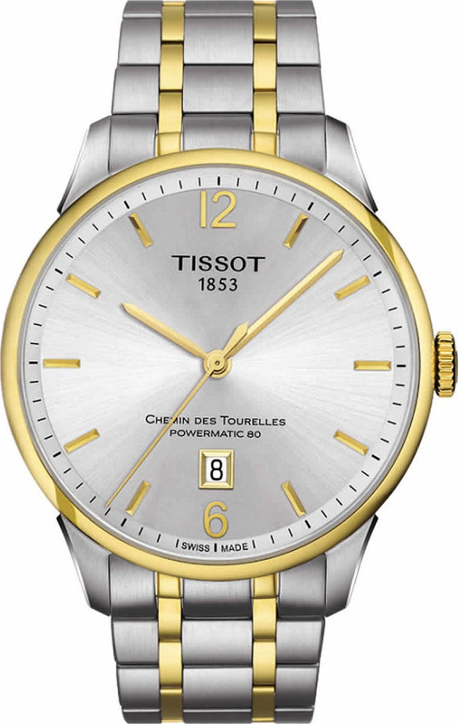 Tissot Chemin Des Tourelles Powermatic 80 Lady Silver Dial Two Tone Steel Strap Watch For Women - T099.207.22.037.00