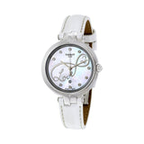 Tissot T Trend Flamingo Valentines Mother of Pearl White Dial White Leather Strap Watch For Women - T094.210.16.111.01