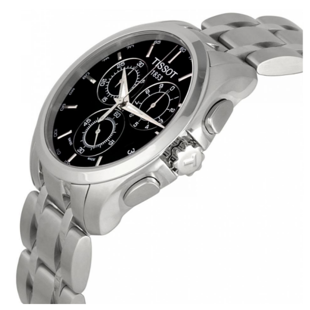 Tissot Couturier Chronograph Black Dial Silver Steel Strap Watch For Men - T035.617.11.051.00