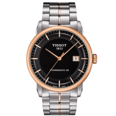 Tissot Luxury Powermatic 80 Black Dial Silver Steel Strap Watch For Men - T086.407.22.051.00