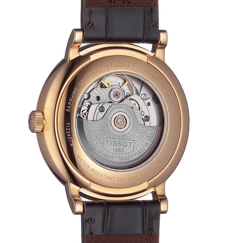 Tissot Carson Premium Powermatic 80 White Dial Brown Leather Strap Watch For Men - T122.407.36.031.00