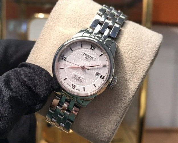 Tissot Le Locle Automatic Double Happiness Lady Silver Dial Silver Steel Strap Watch For Women - T41.1.183.35
