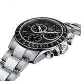 Tissot V8 Quartz Chronograph Black Dial Silver Steel Strap Watch For Men - T106.417.11.051.00