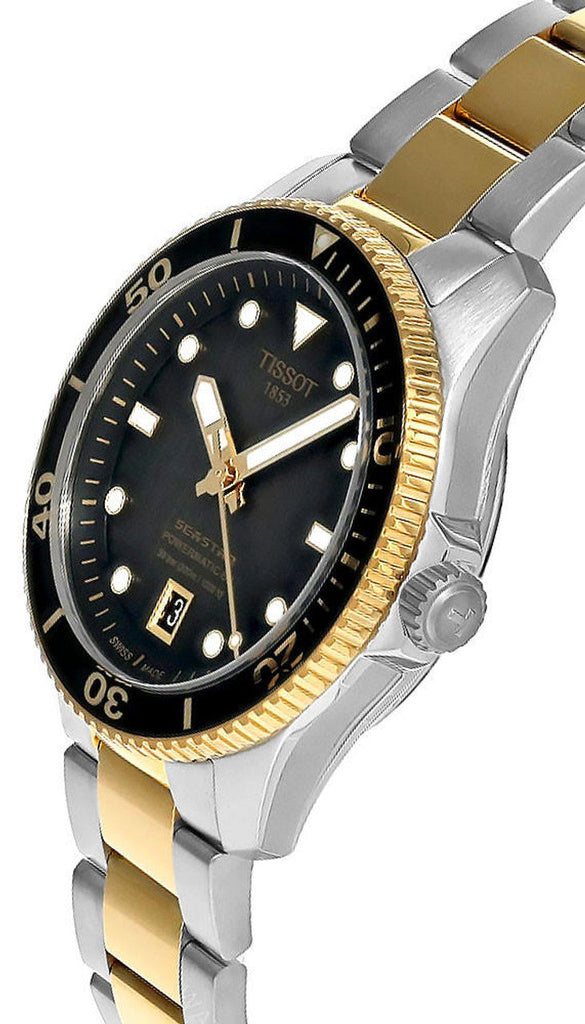 Tissot Seastar 1000 Black Dial Two Tone Steel Strap Watch for Women - T120.210.22.051.00