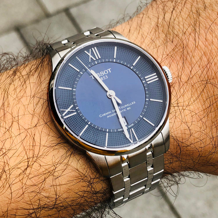 Tissot Chemin Des Tourelles Powermatic 80 Blue Dial Silver Steel Strap Watch for Men - T099.407.11.048.00